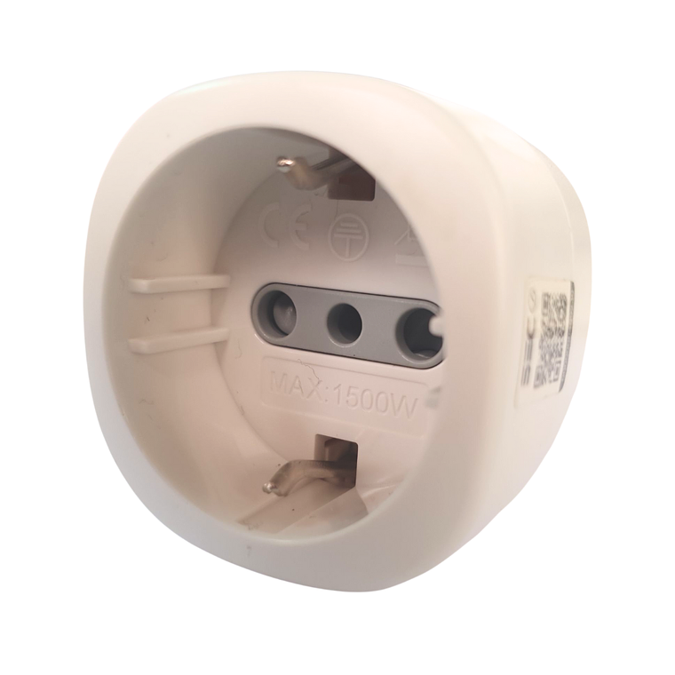 Adaptador Schuko Blanco Con Proteccion y Fusible Electraline 5