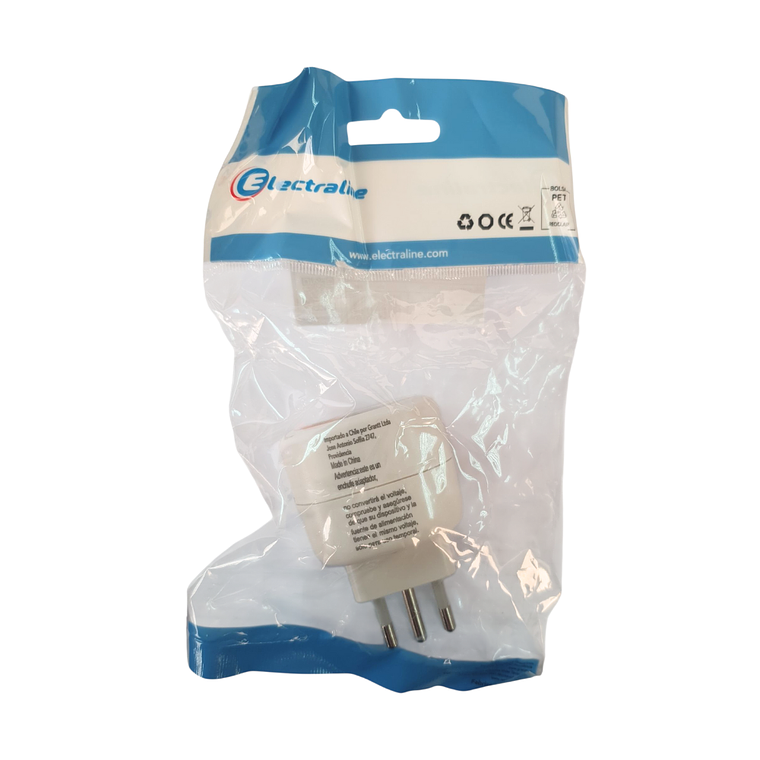 Adaptador Schuko Blanco Con Proteccion y Fusible Electraline 6