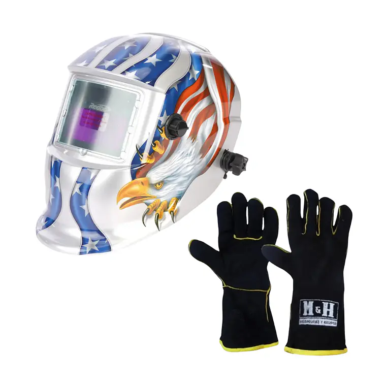 Máscara Para Soldar  + Guante Negro MYH RBLY93H 1