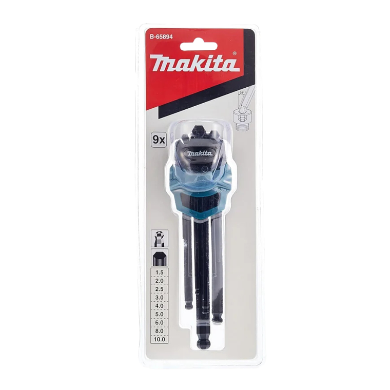 Set Llave Allen (Hex) 9Pz 1.5-2-2.5-3-4-5-6-8-10Mm B-65894 Makita 6