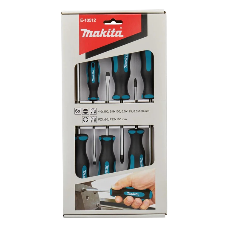 Set Destornillador Makita 6PZ PZ1/PZ2/SL4.0/SL5.5/SL6.5/SL8.0 E-10512 4