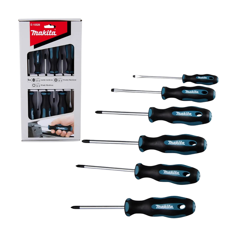 Set Destornilladores Makita 6PZS SL4/SL5.5/PH1/PH2/PZ1/PZ2 2
