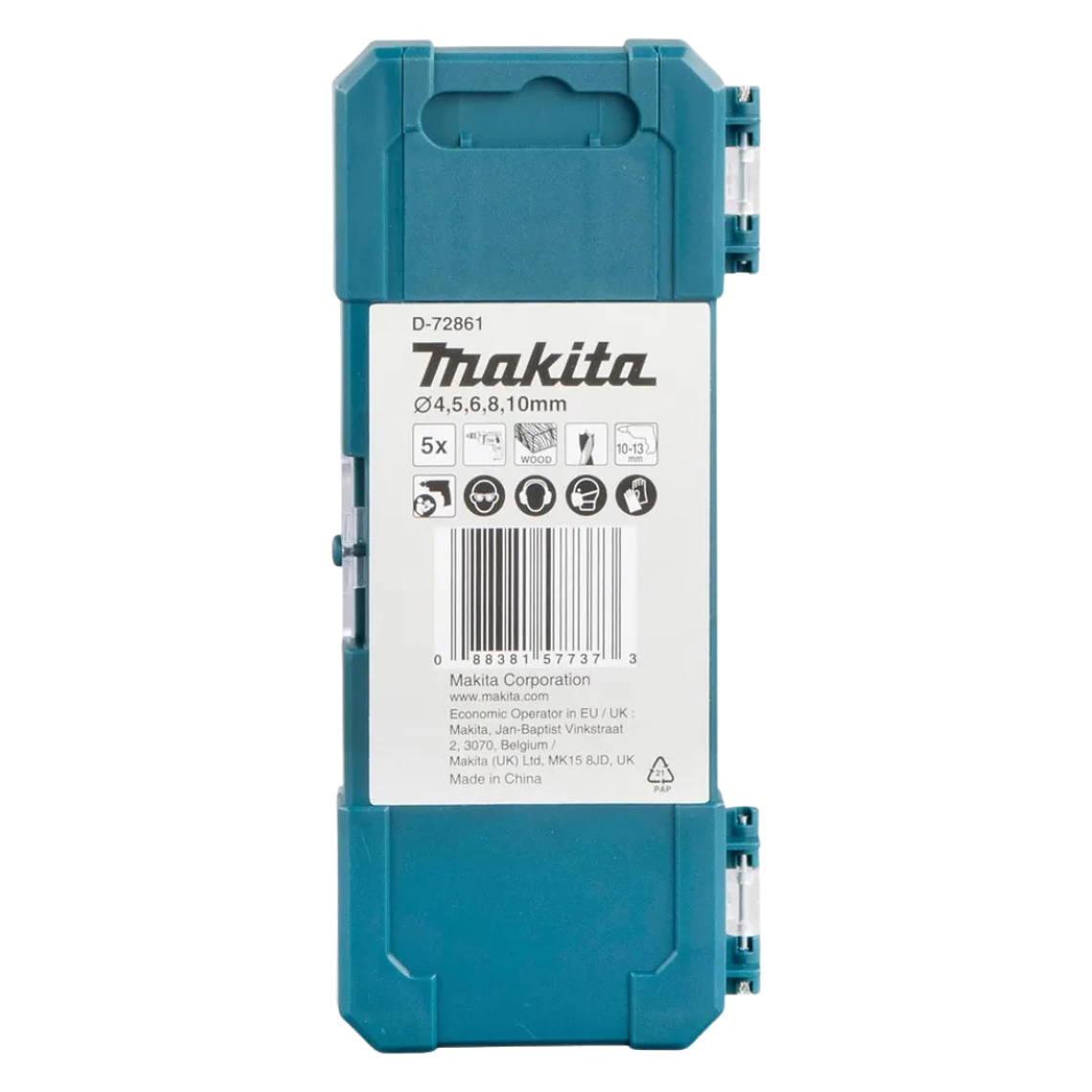 Set 5 Brocas Madera Hss 4,5,6,8 Y 10mm Makita D-72861 4