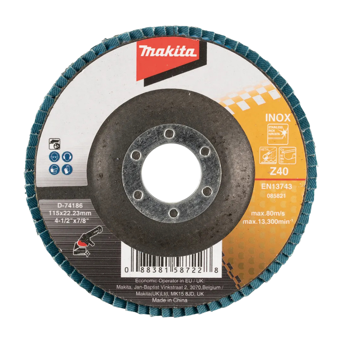 Disco Traslapado Metal/inox 4 1/2'' Gr40 Makita D-74186 1