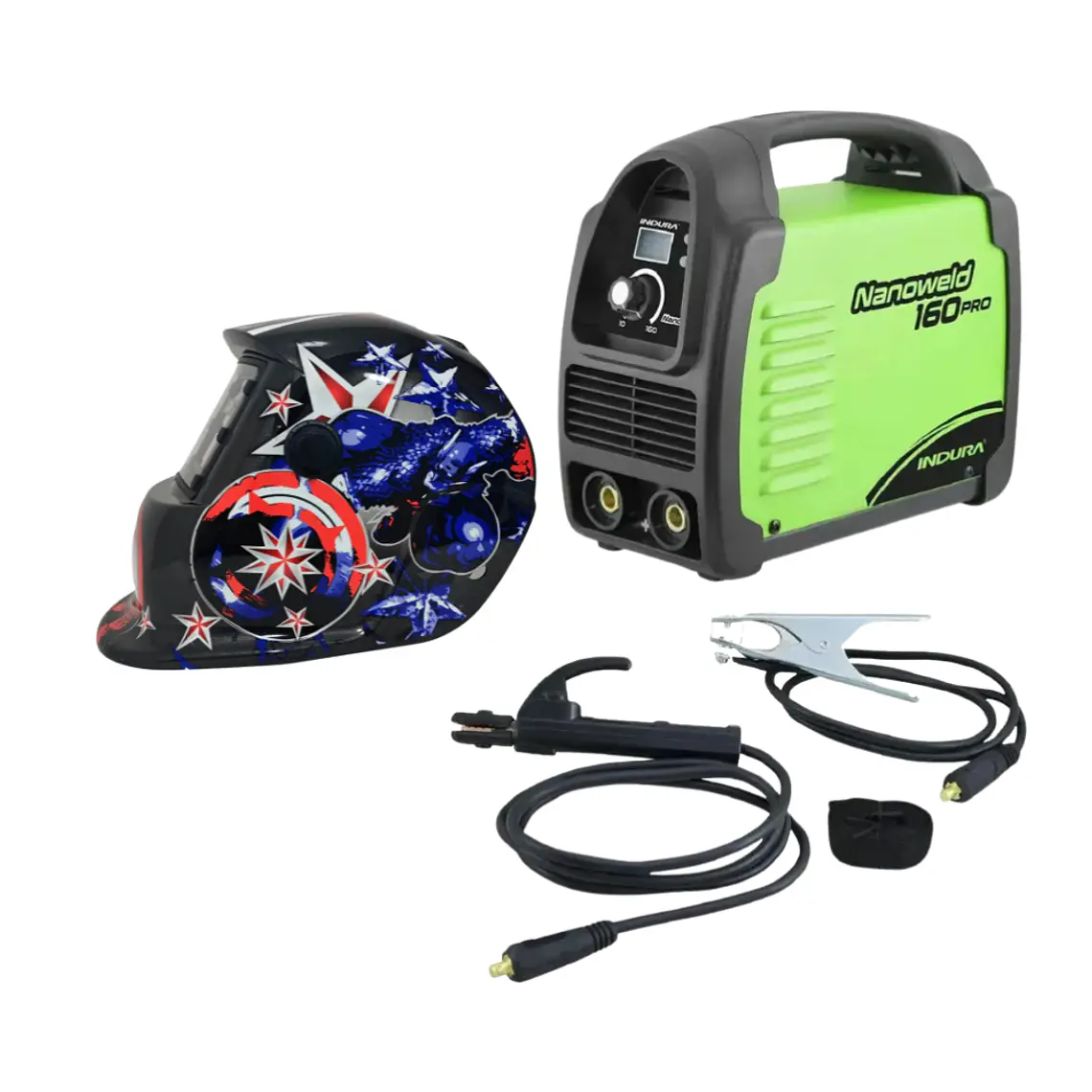 kit Soldadora Indura MMA 160 A + Máscara Fotosensible Redbo 1