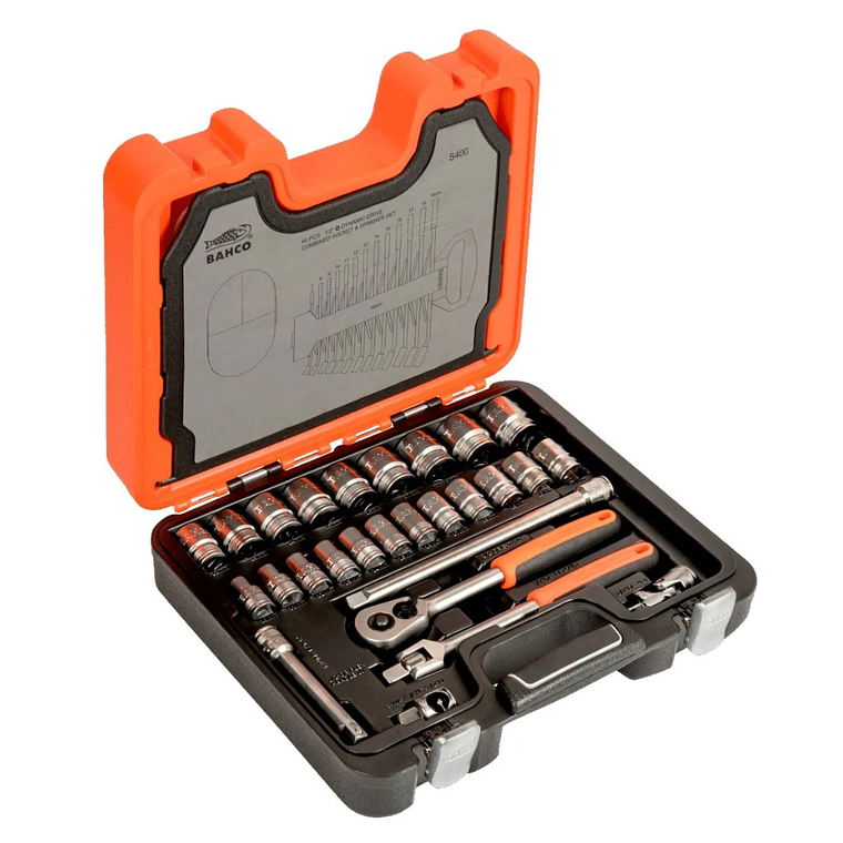 Juego De Dados De 1/2 + Llaves Combinadas 40 Pzs. Bahco S400 1