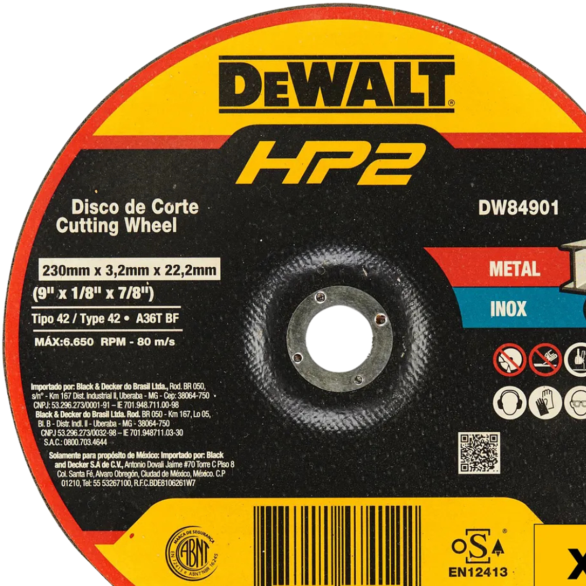 Pack 25 Discos Corte 9x1/8 Metal/Acero Inox Dewalt Dw84901 1