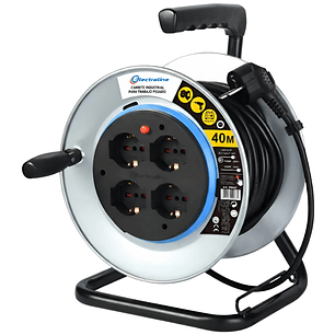 Carrete Alargador Pro 40m 16a 4 Tomas Schuko Electraline