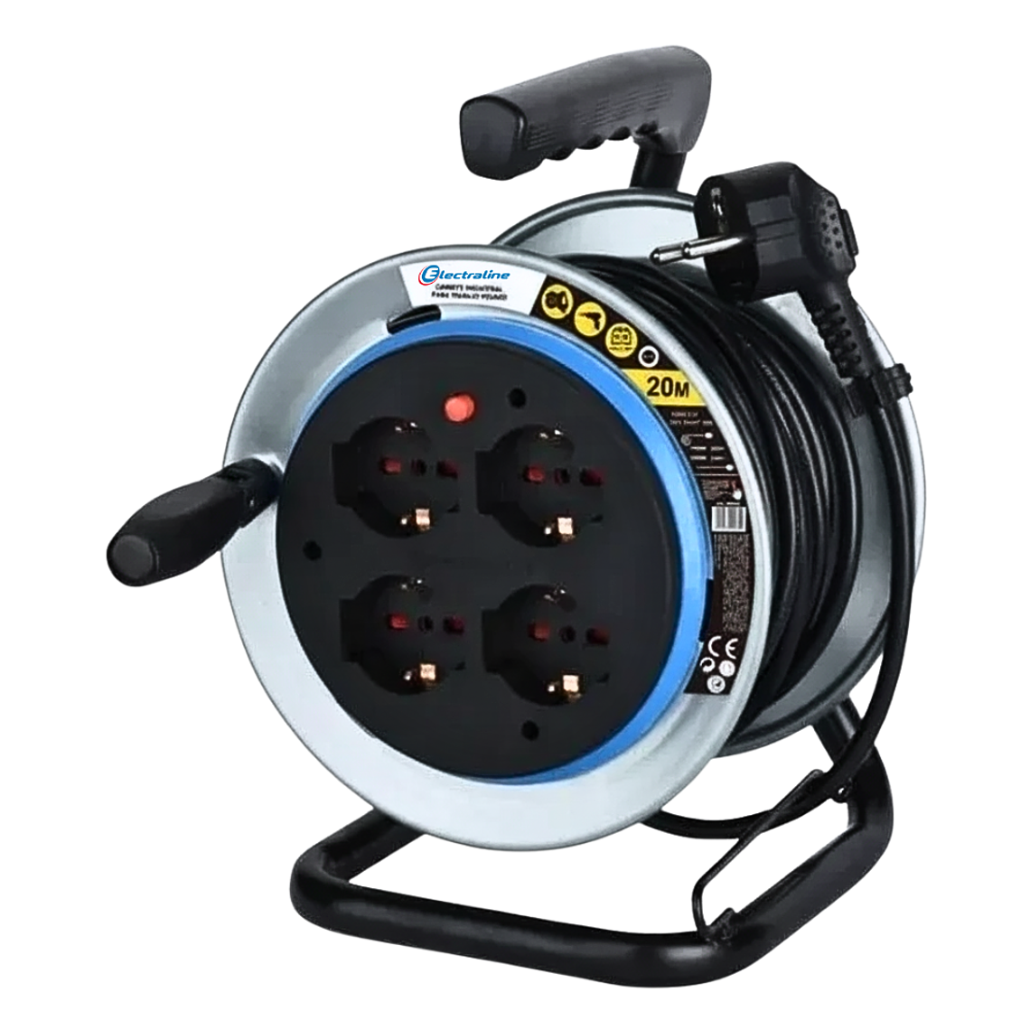 Carrete Alargador Pro 20m 16a 4 Tomas Schuko Electraline 1