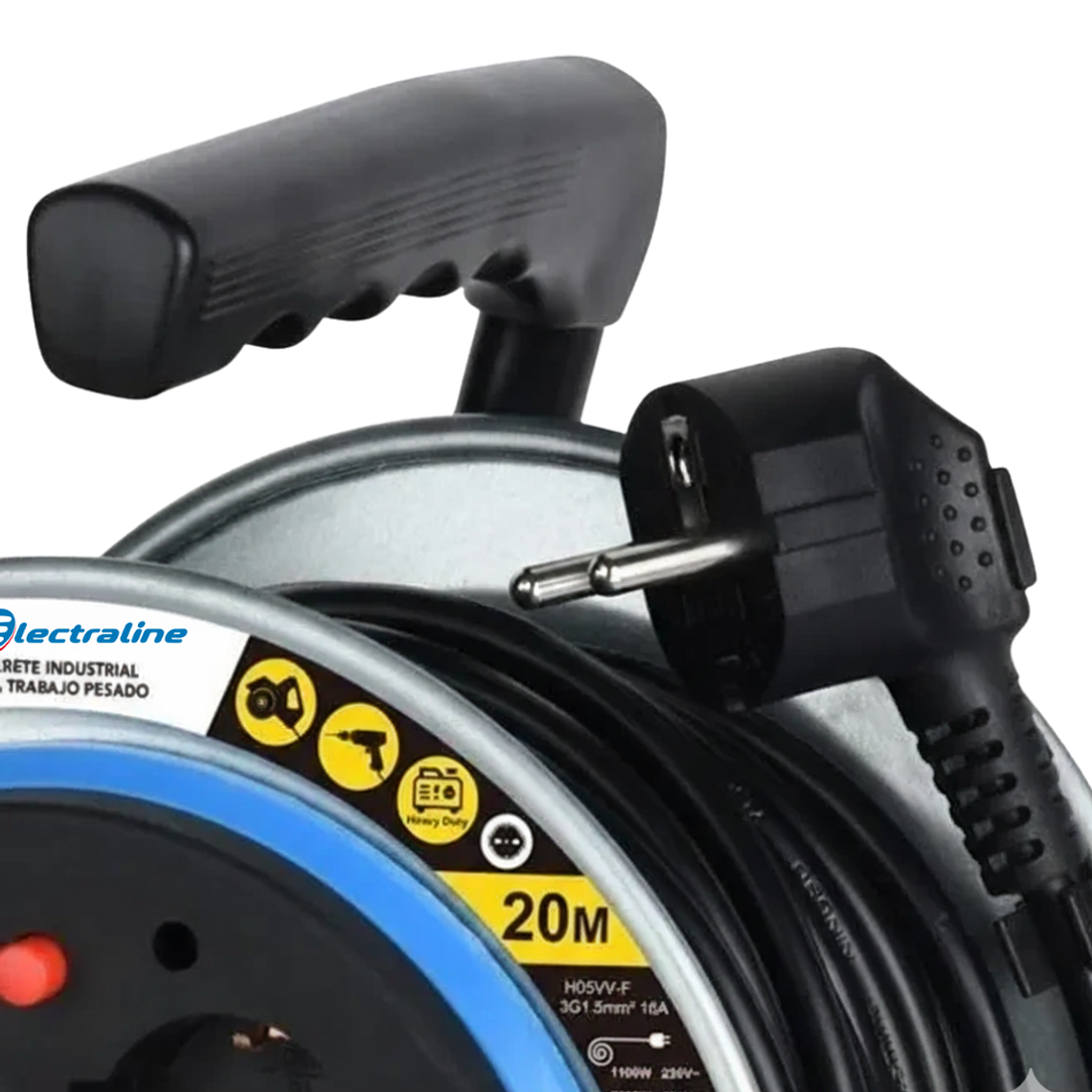 Carrete Alargador Pro 20m 16a 4 Tomas Schuko Electraline 3
