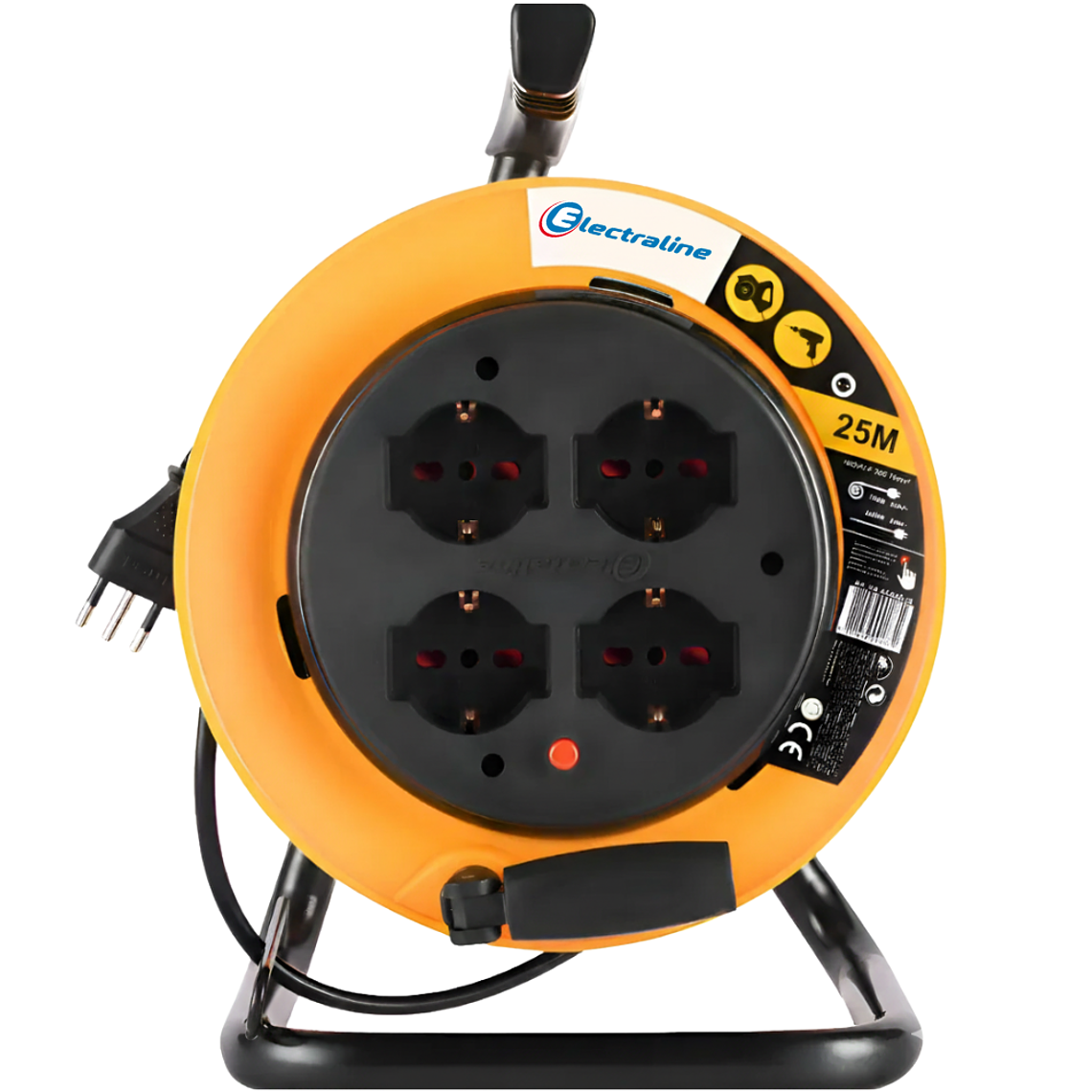 Alargador Carrete Eléctrico 4 Tomas 25m Schuko Electaline 1