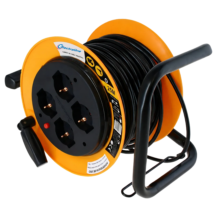 Alargador Carrete Eléctrico 4 Tomas 25m Schuko Electaline 2