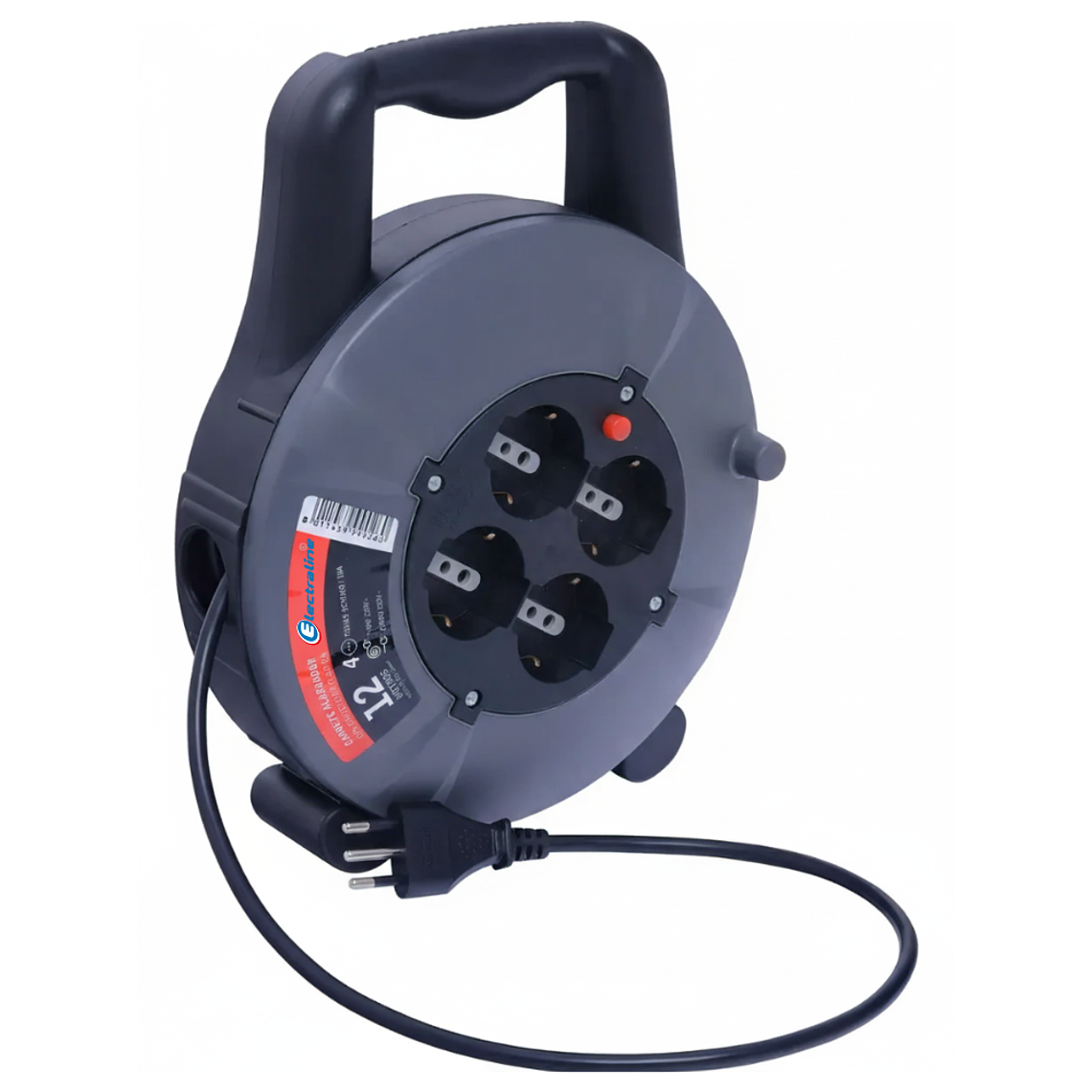 Carrete Alargador 4 Tomas 12m Electraline Negro 2