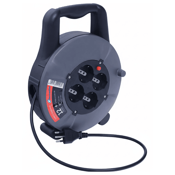 Carrete Alargador 4 Tomas 12m Electraline Negro 2