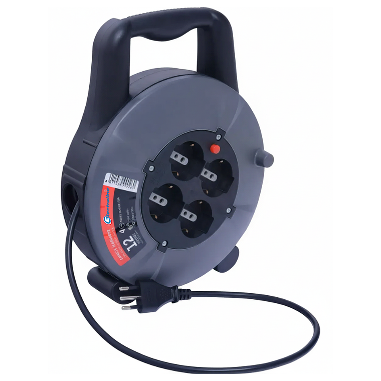 Carrete Alargador 4 Tomas 12m Electraline Negro 2