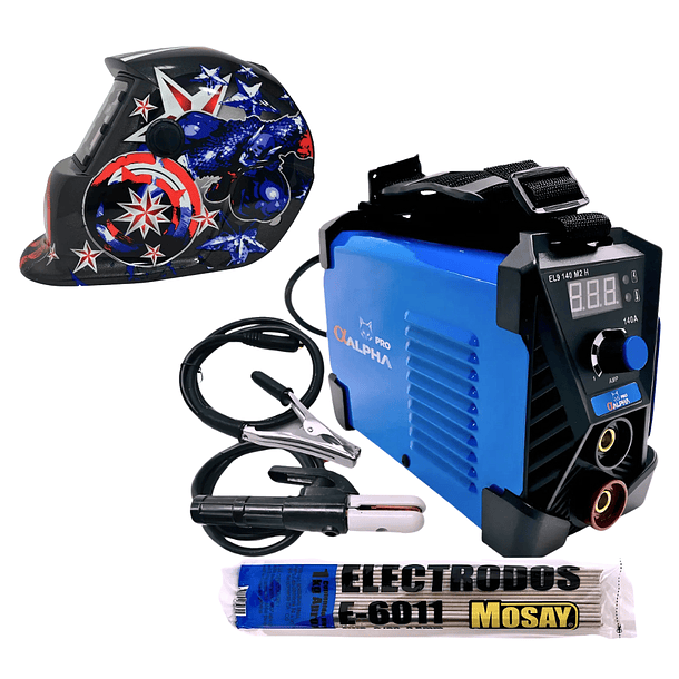 kit Soldadora Alpha 140A + Electrodo + Máscara Redbo RBLYE26 1