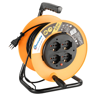 Carrete Alargador 4 Tomas 40m Schuko Electraline Negro