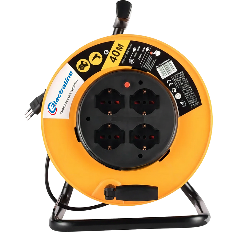 Carrete Alargador 4 Tomas 40m Schuko Electraline Negro 2
