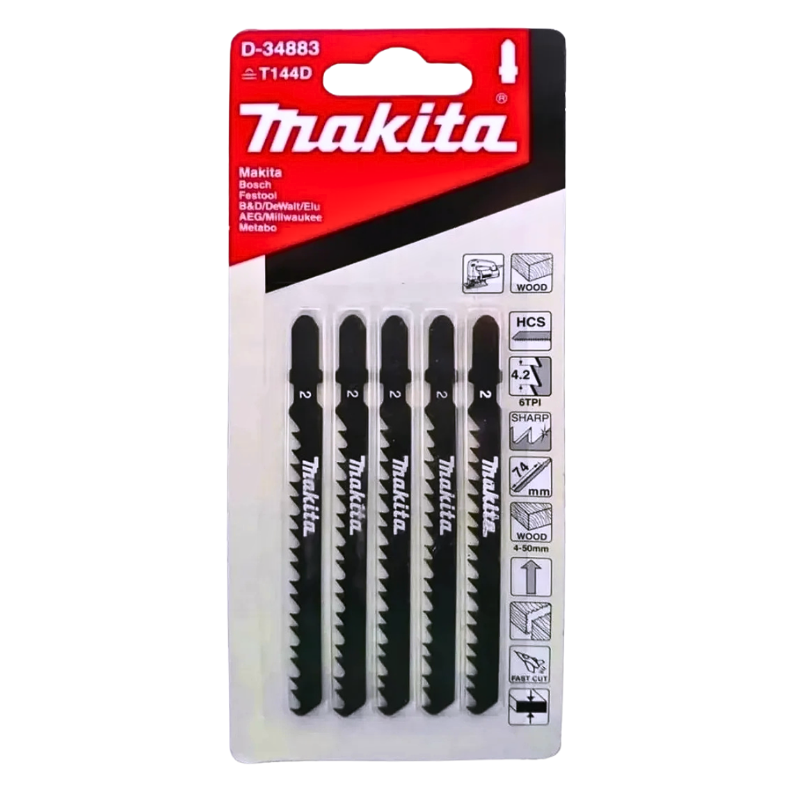Set 5 Sierra De Calar Para Madera y Pvc 10mm Makita D-34883 3