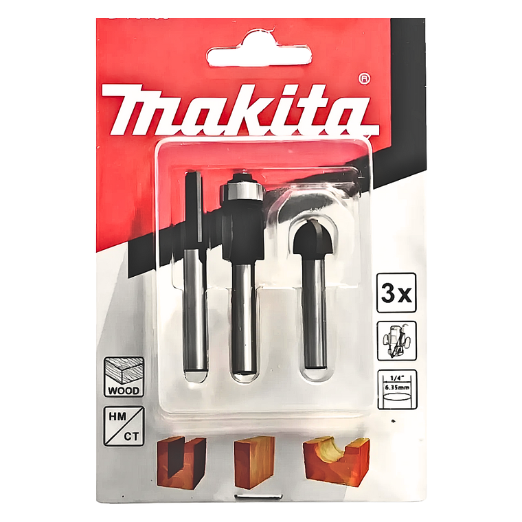Set 3pcs Fresas Encastre 1/4 D-70465 Makita 5