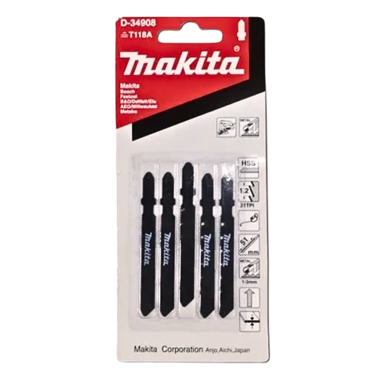 Set 5Pz Hoja De Sierra HSS T118A 21T X 51Mm Makita D-34908 3