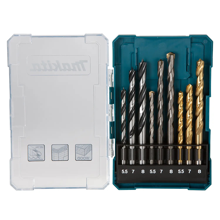 Set De Brocas Metal Madera Concreto 9 Piezas Makita D-71978 1