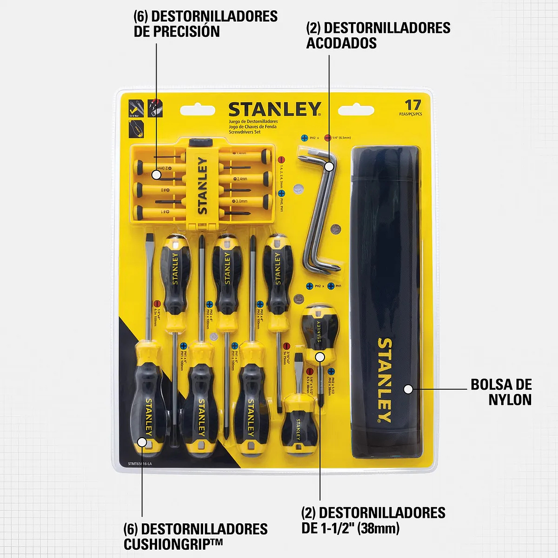 Juego 16 Destornilladores + Bolso Stanley STMT65616LLA 2