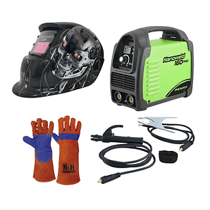 kit Soldadora Indura 160A + Máscara Redbo RBLYE64 + Guante