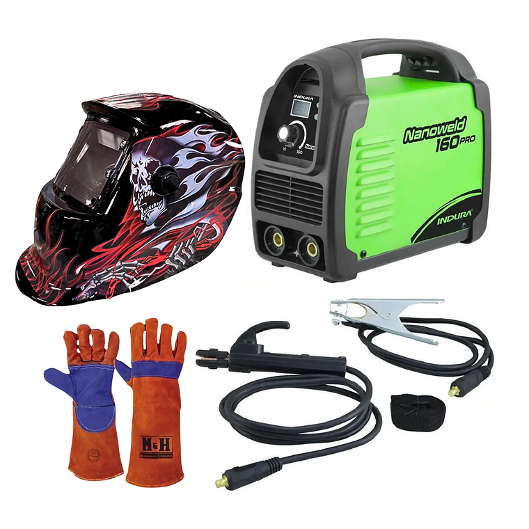 kit Soldadora Indura 160 A + Máscara Fotosensible RBLYE66 + Guante 1