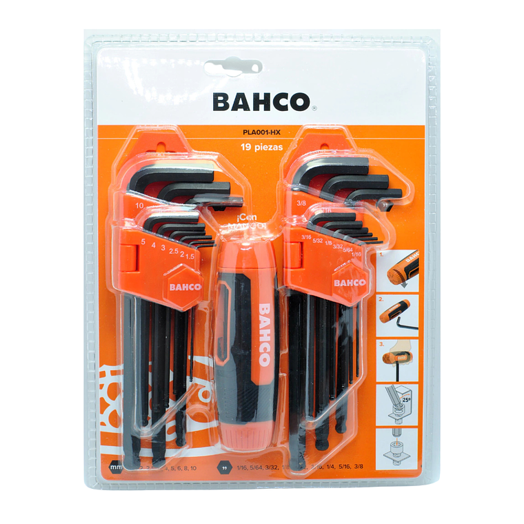 Set de Llaves Allen C/Mango MM y Pulg BAHCO 19Pzas  PLA001HX 3