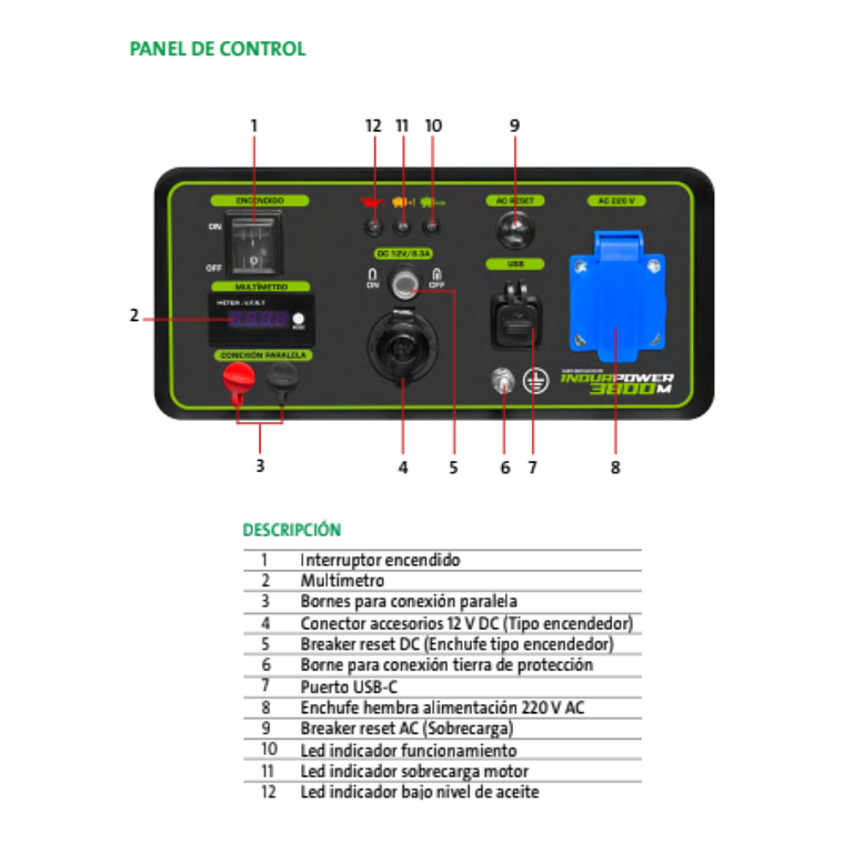 Generador Eléctrico Indura Gasolina 220V 3800m 3.8 Kw 4