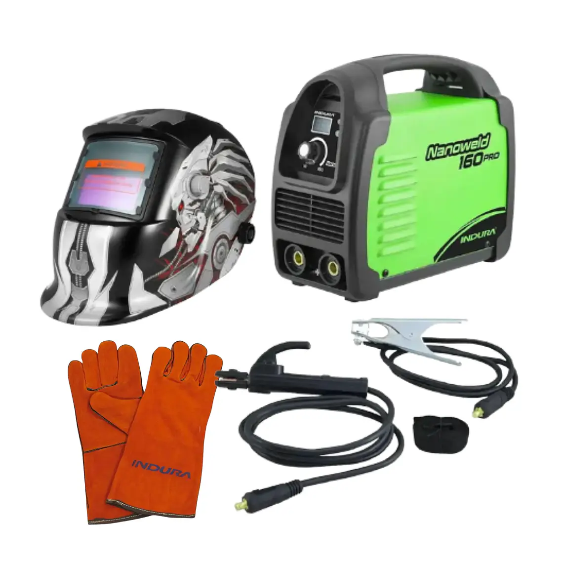 kit Soldadora Indura 160A + Máscara Fotosensible RBLYE88 + Guante 1