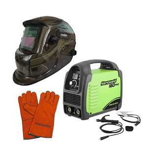 kit Soldadora Indura 160A + Máscara Redbo RBLYE95H + Guante
