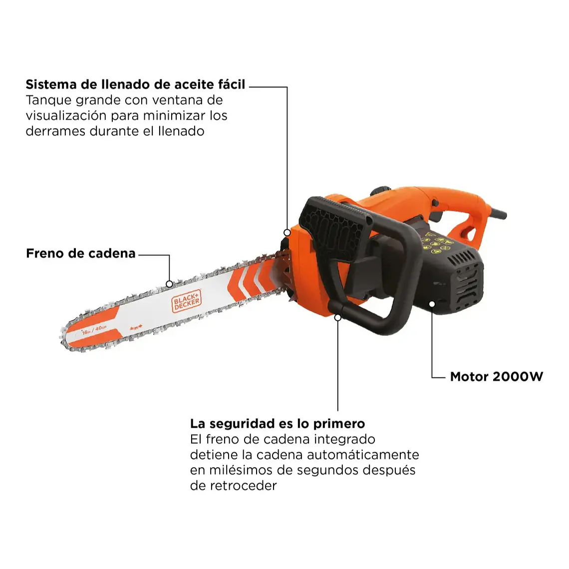 Motosierra Eléctrica 2000w 16