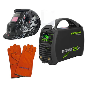 kit Soldadora Indura 250A + Máscara Redbo RBLYE64 + Guante