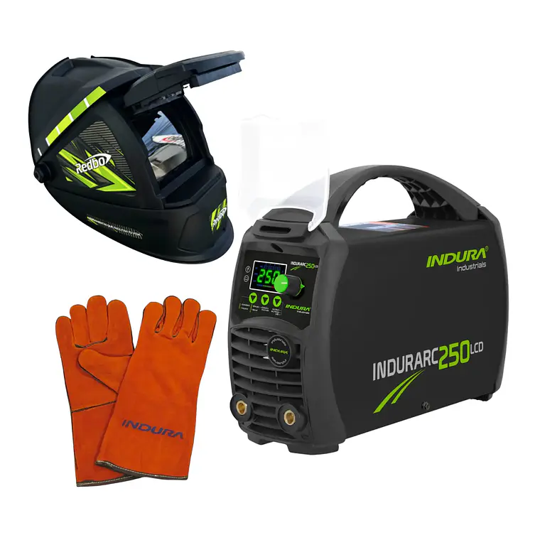 kit Soldadora Indura 250A + Máscara Redbo RB4000TC2+ Guante 1