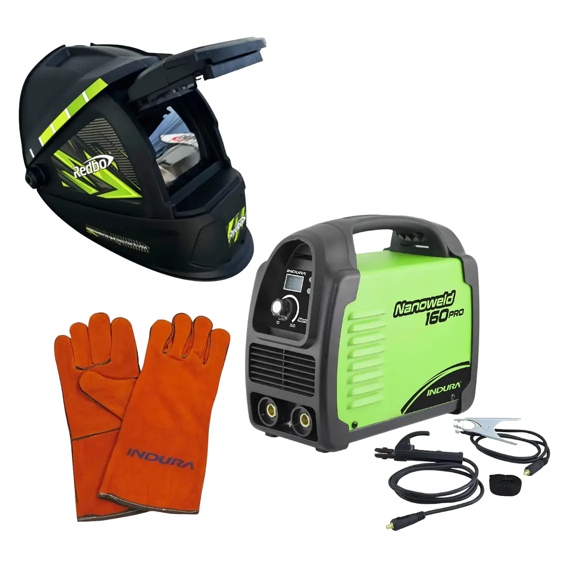 kit Soldadora Indura 160A + Máscara Redbo RB4000TC2 + Guante 1