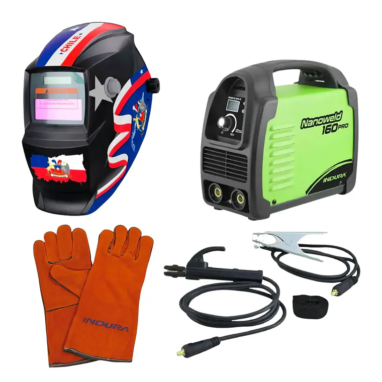 kit Soldadora Indura 160A + Máscara Redbo RBLYE33 + Guante 1