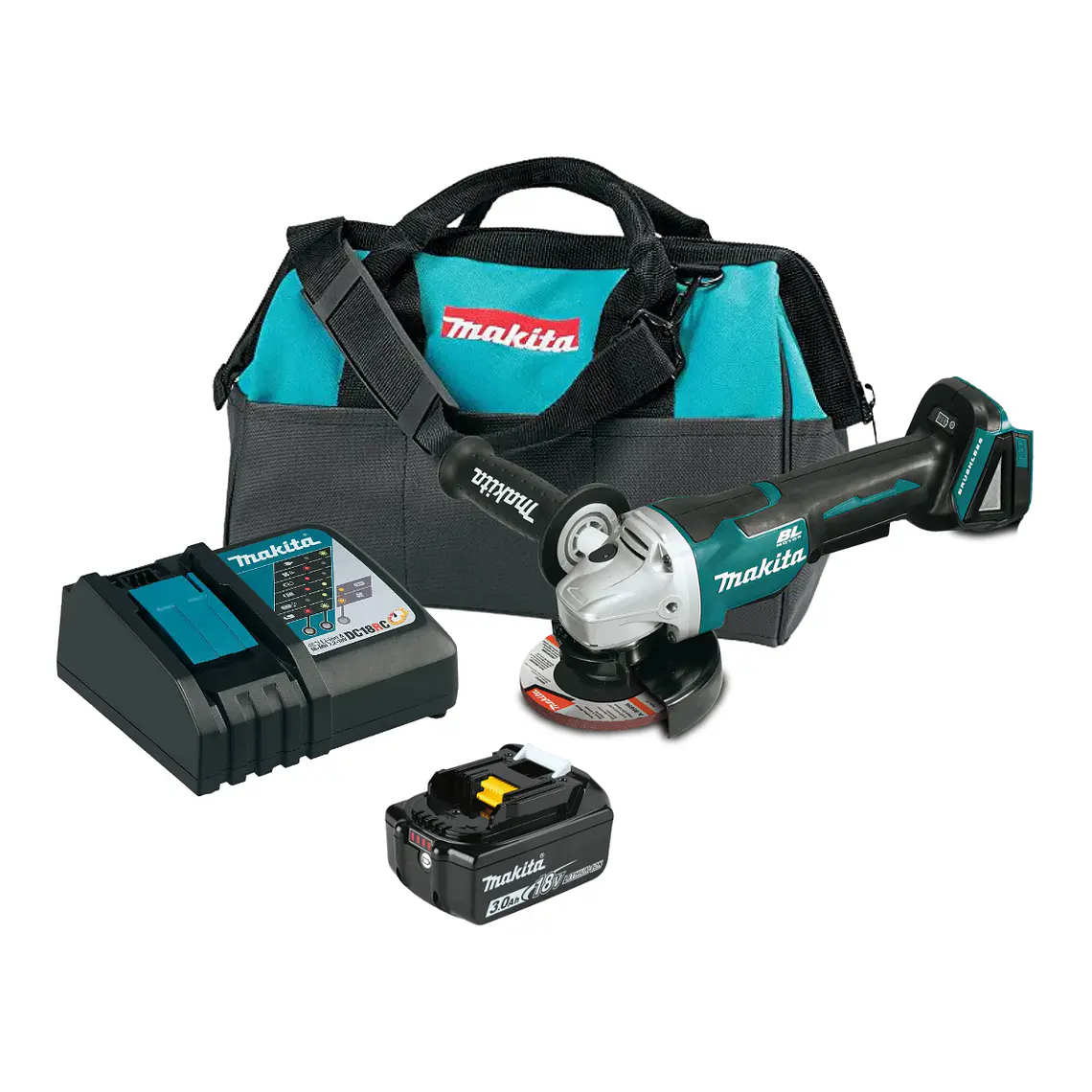 Esmeril Angular Inalámbrico 18v +Bat 3ah Makita Dga458rf 1