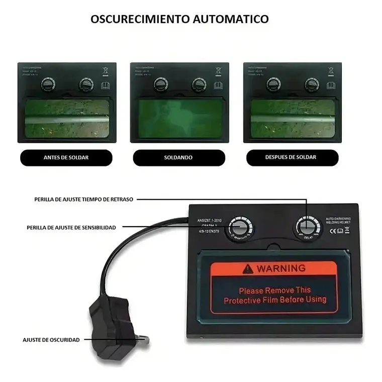 Máscara Para Soldar Fotosensible Profesional Redbo RBLYE95H  5