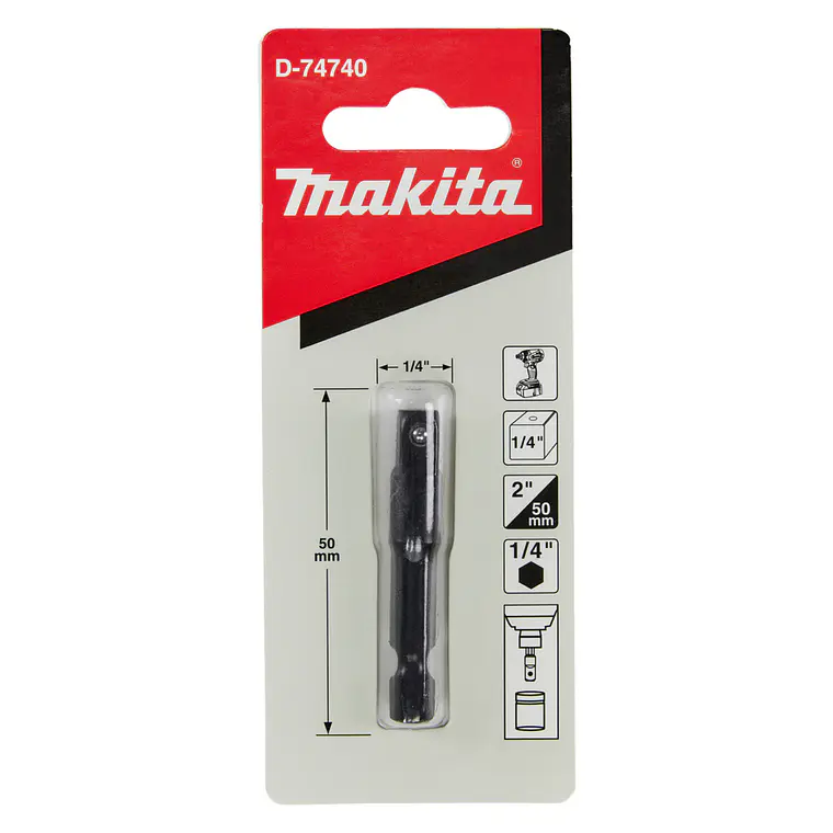 Adaptador dado 1/4 con toma hex 1/4 Makita D-74740 2