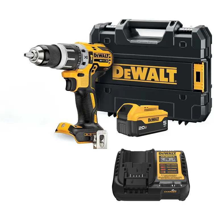 Taladro Percutor 20v S/carbones + 1 Bat 5ah Dewalt Dcd796p1 2