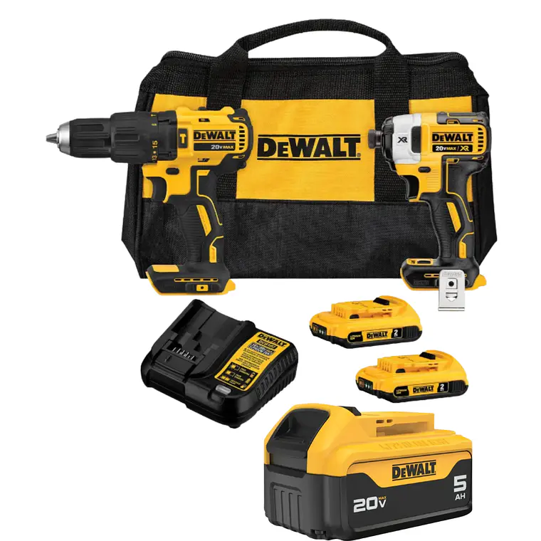 Kit DeWALT Taladro/Atornillador 20V 2Bat2Ah/Car + Bat5Ah 1