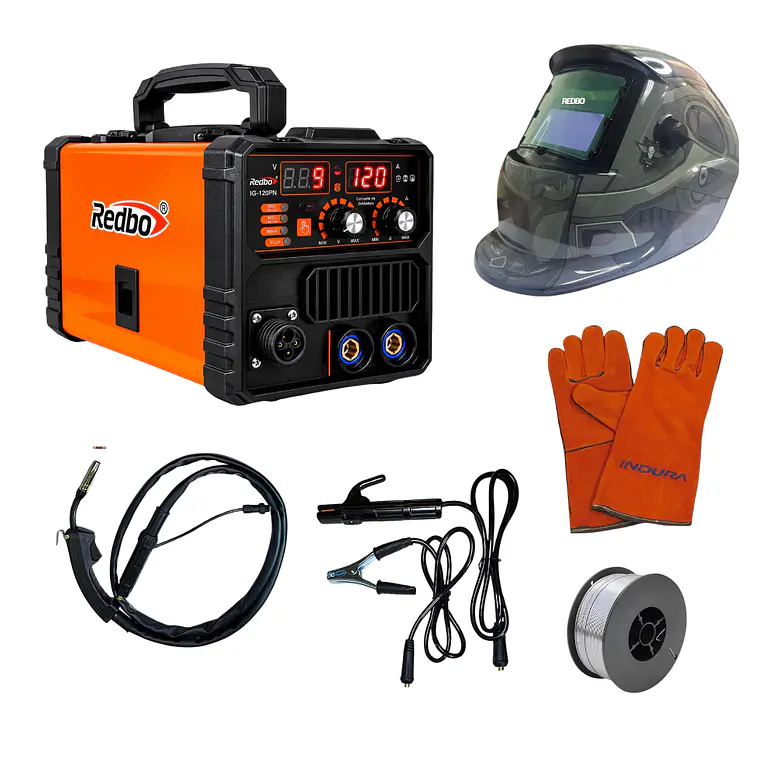 Kit soldadora Mig 120a Multiproceso Redbo + mascara + Guante 1