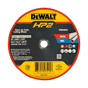 Disco de Corte 9” Acero Inoxidable/Metal DEWALT DW84902