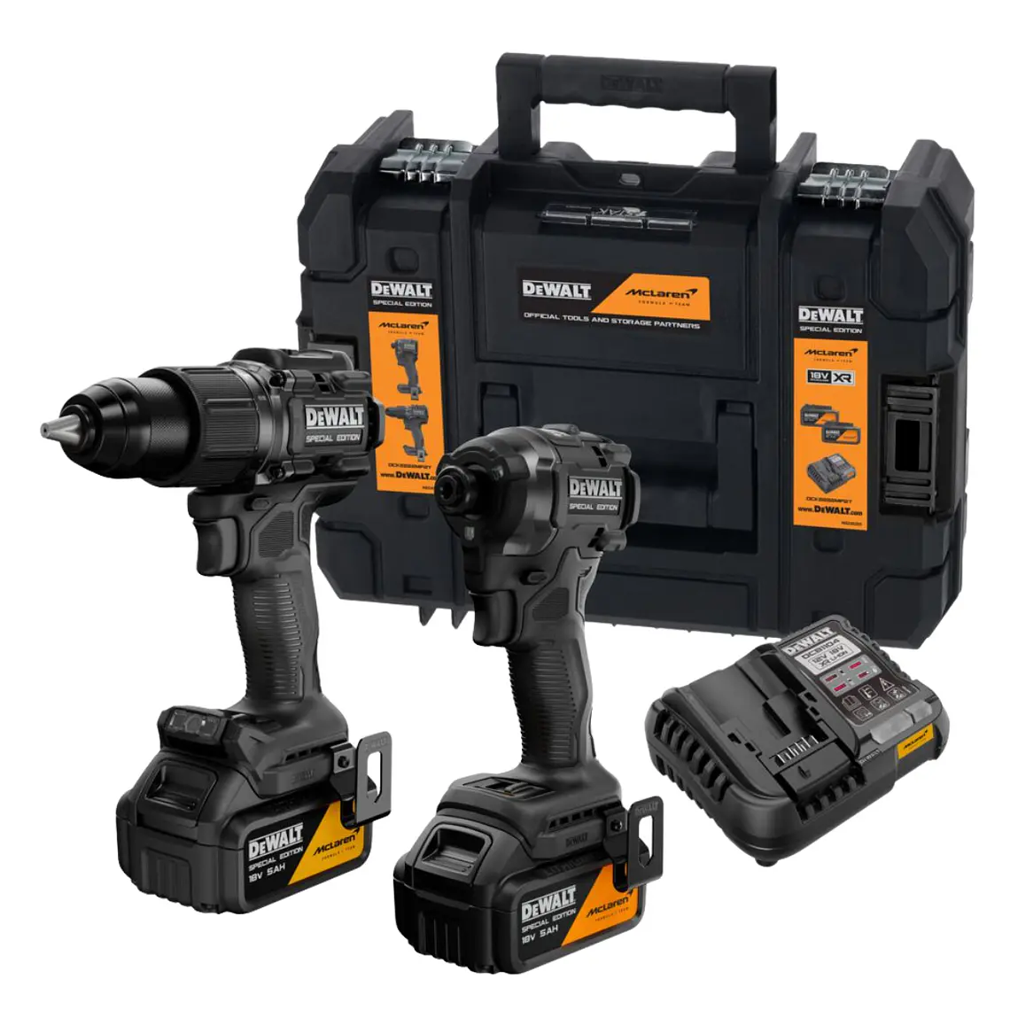 Kit DeWALT x McLaren DCK2222MP2T-B2 Taladro Percutor + Atornillador Impacto 20V XR 2 Baterías 5Ah 1
