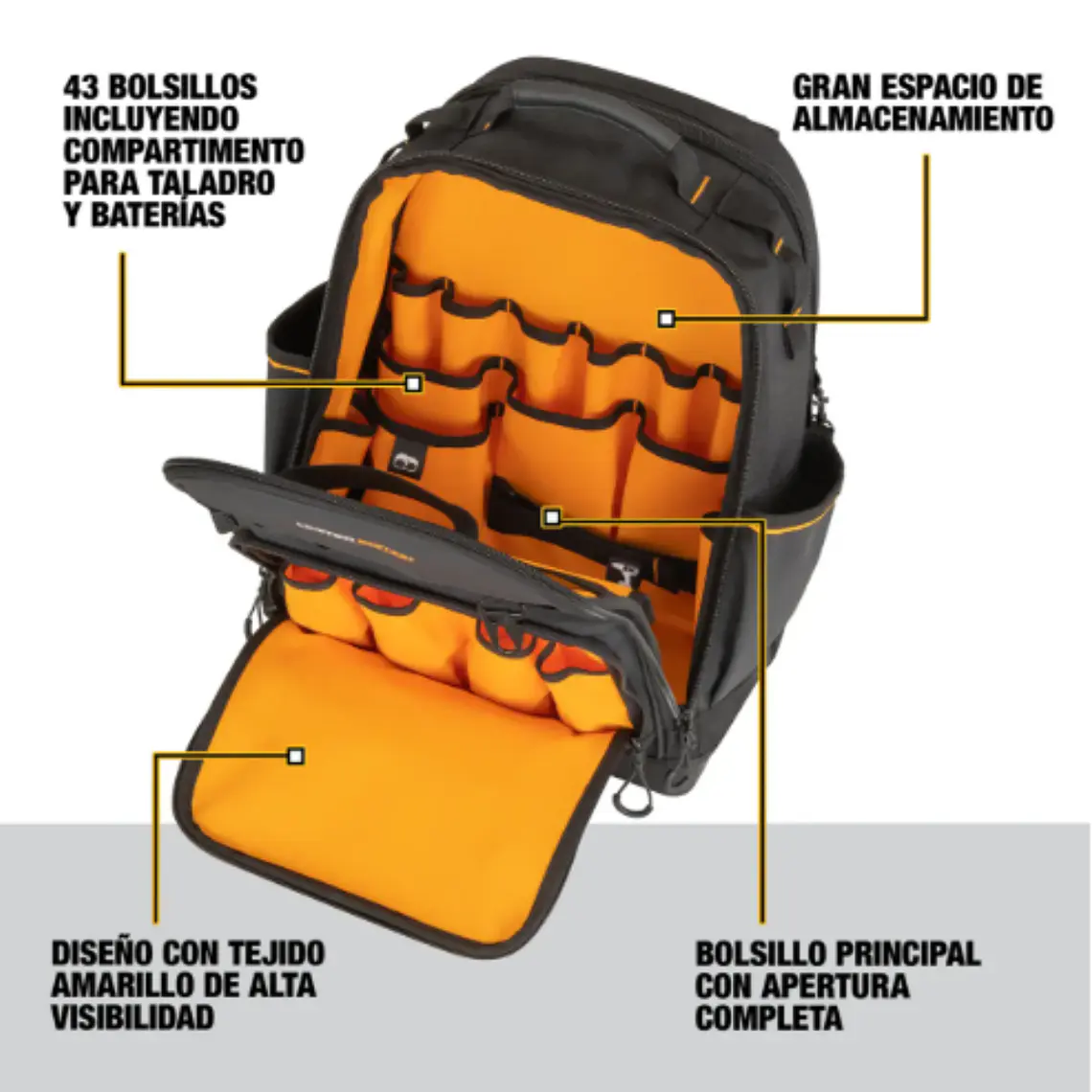 Mochila Mclaren Pro 24L de 43 Bolsillos DEWALT DWST60122-1 7