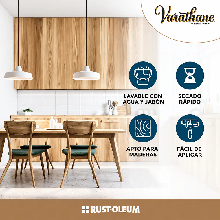Poliuretano Interior Varathane Satinado Transparente 946 ml 3