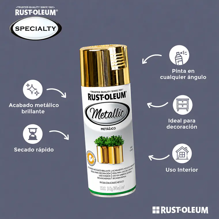Spray Metálico Oro Brillante Rust-Oleum Specialty 312 g 2