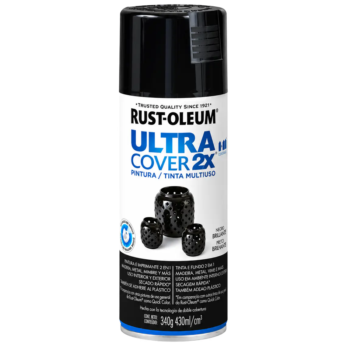 Pintura Spray Ultra Cover 2X Negro Brillante 340 g 1